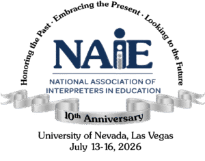 2026 NAIE Conference Logo featuring a ribbon stating 10th Anniversary. University of Nevada, Las Vegas, July 13-16, 2026.